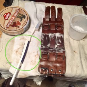 Cleaning cuff with Saddle Soap